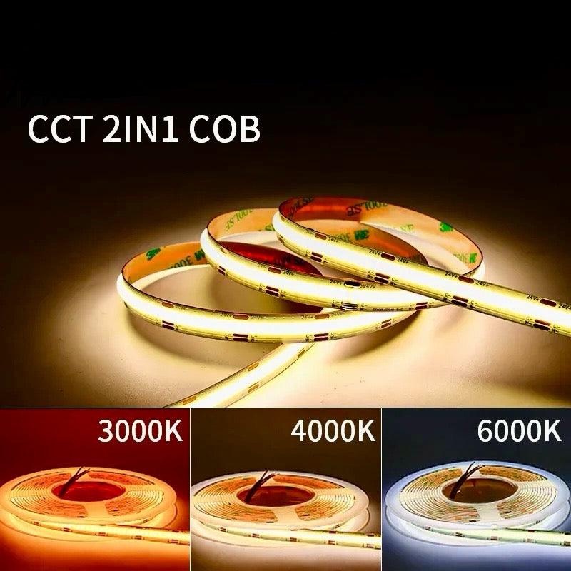 LED Strip COB CCT 608 LEDs/m 2700K to 6500K DC12V 24V IP20 5М - LEDOF