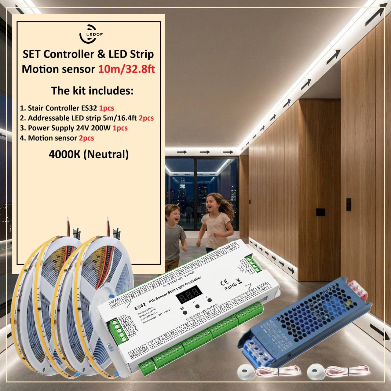 Motion Sensor Led Controller SET Controller & LED Strip Motion sensor