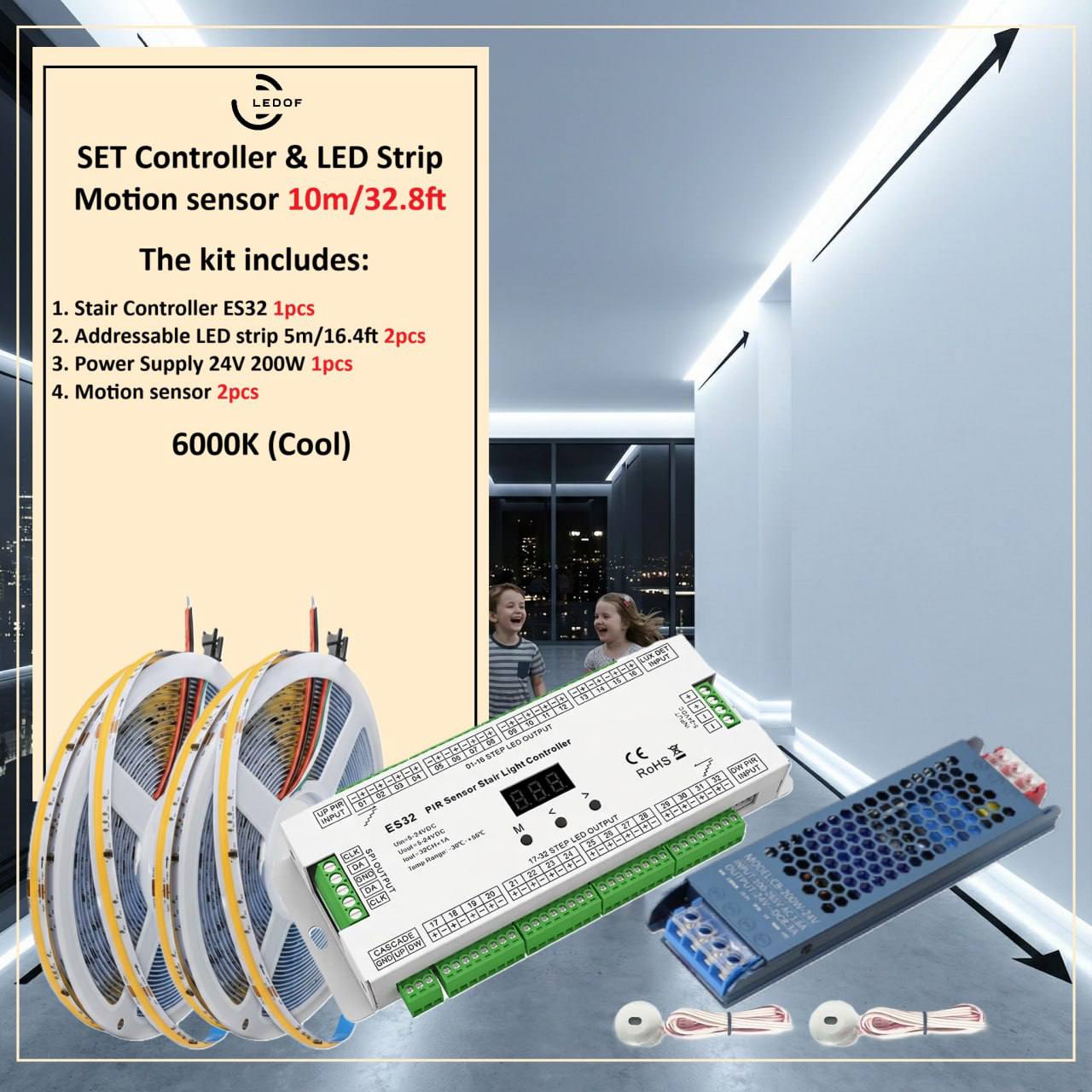 Sensor Slide Led Strip SET Controller & LED Strip Motion sensor