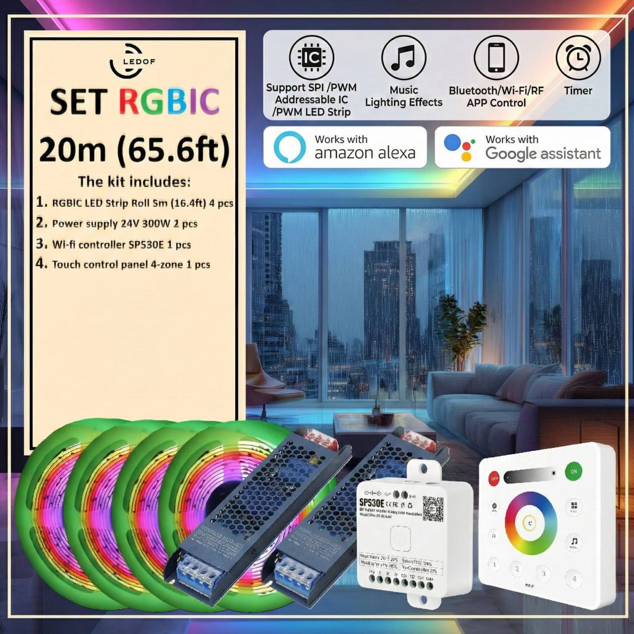 SET Addressable LED strip RGBIC COB