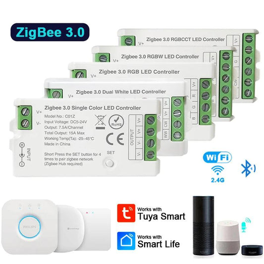 Zigbee 3.0 LED Controller WiFi 2.4GHz CCT RGB RGBW RGBCCT DC5V-24V