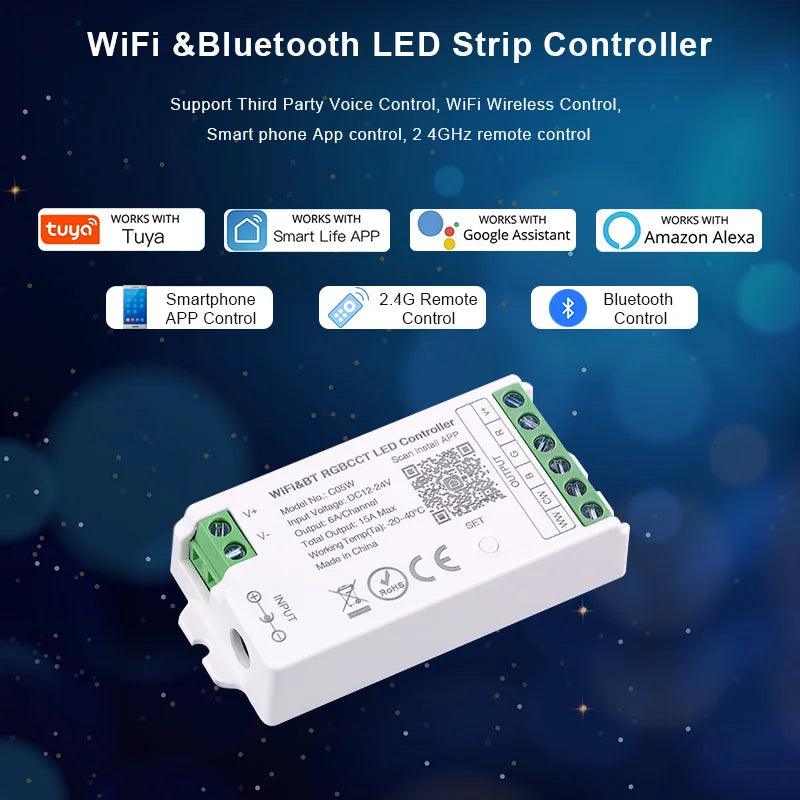Tuya WiFi Controller Alexa Google RGB RGBW CCT DC12V-24V - LEDOF